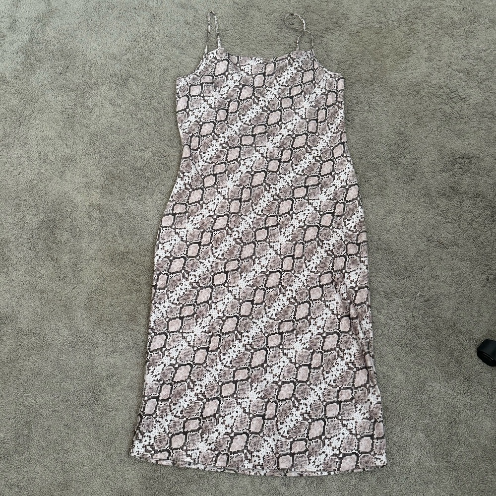 Banana‎ Republic Baby Pink Python Midi Slip Dress - Size 12